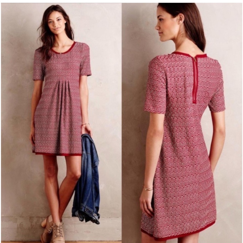 Anthropologie Red Patterned Dress
